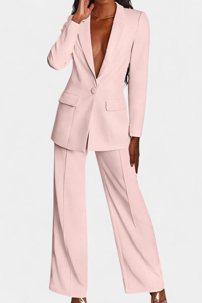 Marnie Conjunto de Blazer Personalizado y Pantalones de Pierna Ancha