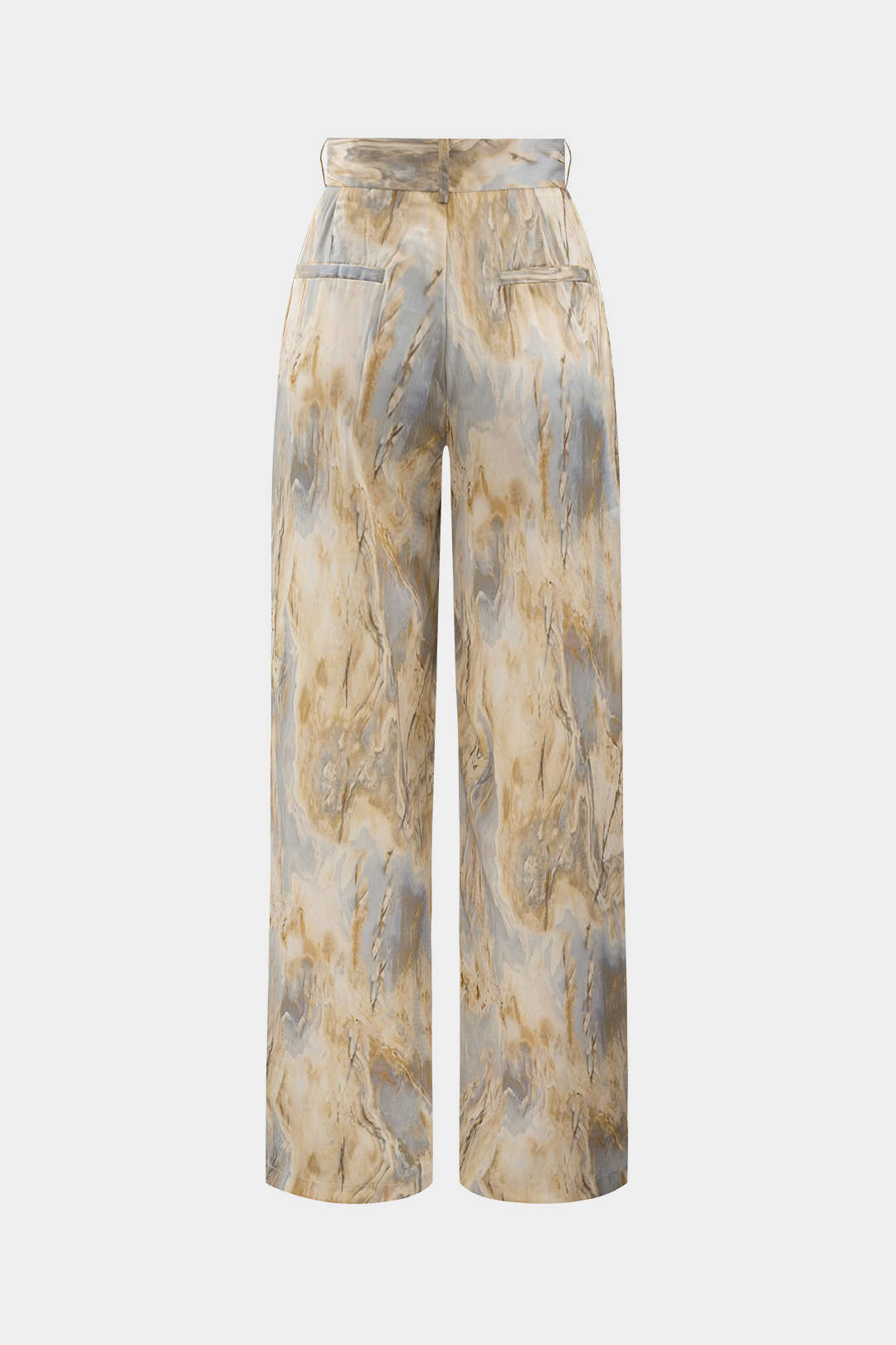 Inna Pantalones de Cintura Alta con Estampado de Mármol y Corte Recto