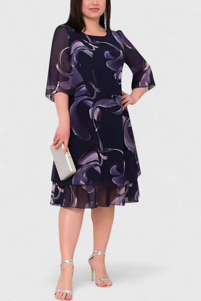 Vestido de Gasa Shirley con Estampado Midnight Swirl y Corte Fluido