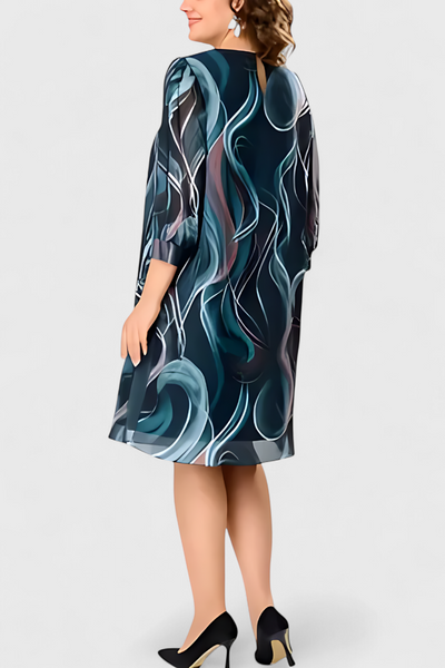 Vestido de Gasa Almira con Estampado Ocean Whirl y Corte Suelto