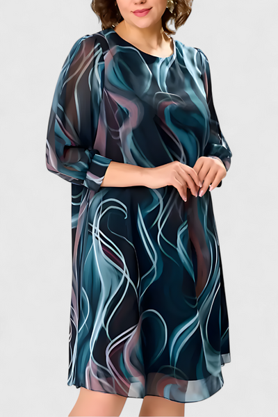 Vestido de Gasa Almira con Estampado Ocean Whirl y Corte Suelto