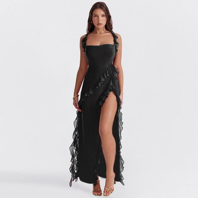 Riana™ Vestido Vaporoso con Volantes y Escote en Agua