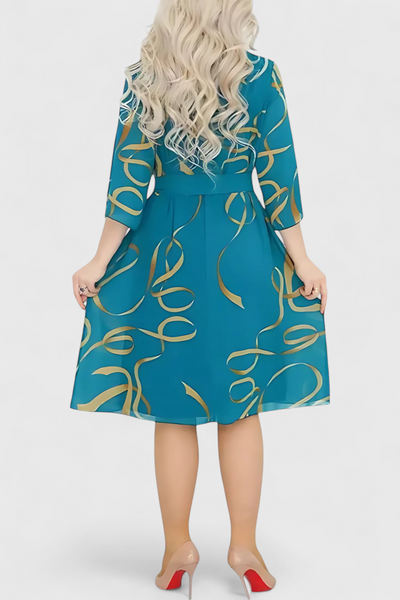 Ame Vestido Midi Estampado con Cinturón y Diseño Versátil
