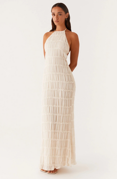 Cariselle™ Vestido Maxi Texturizado con Atado en el Cuello