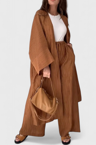 Caspian Conjunto de Dos Piezas con Kimono Largo y Estilo Relajado