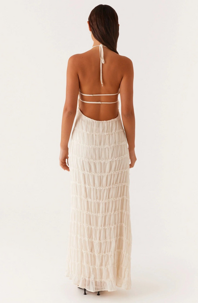 Cariselle™ Vestido Maxi Texturizado con Atado en el Cuello