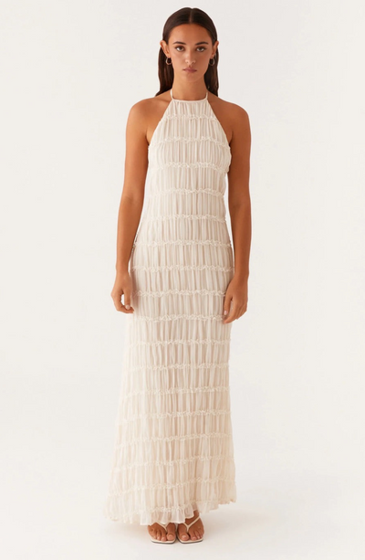 Cariselle™ Vestido Maxi Texturizado con Atado en el Cuello