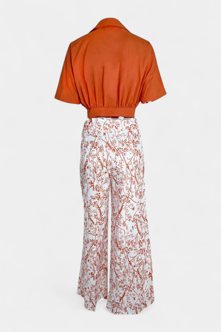 Olivia Conjunto Boho con Cuello en V y Pantalones de Pierna Ancha