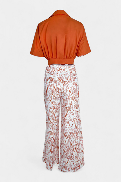 Olivia Conjunto Boho con Cuello en V y Pantalones de Pierna Ancha