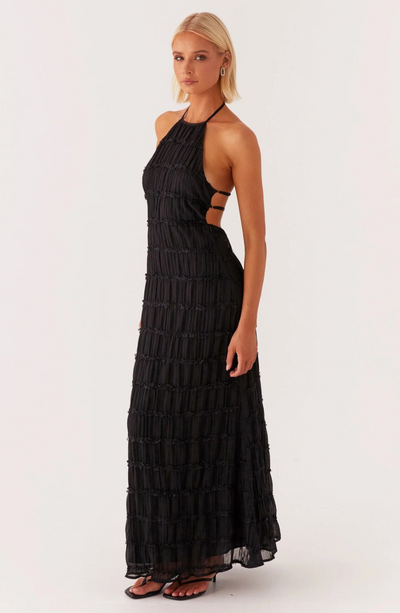 Cariselle™ Vestido Maxi Texturizado con Atado en el Cuello
