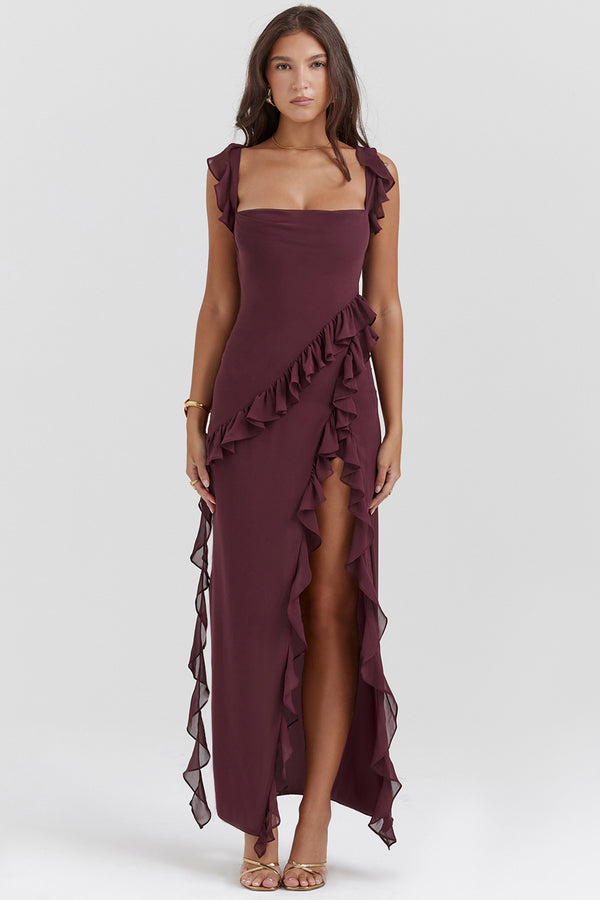 Regina® | Vestido Largo Amira – Ciruela Oscuro