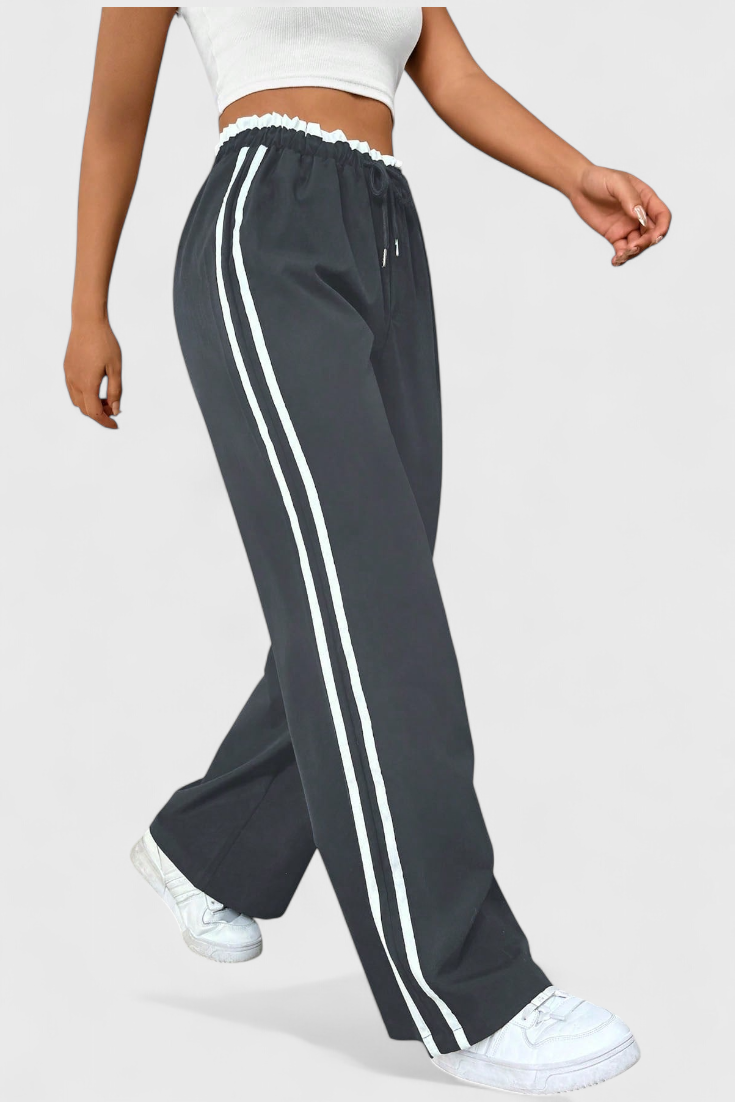 Alanys Pantalones Deportivos de Pierna Ancha con Detalles Laterales