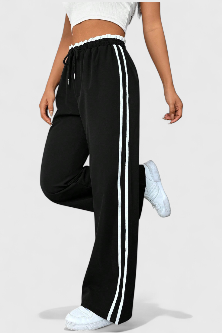 Alanys Pantalones Deportivos de Pierna Ancha con Detalles Laterales
