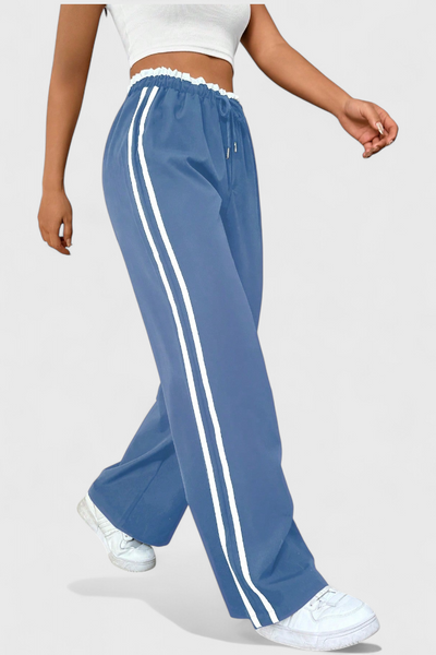 Alanys Pantalones Deportivos de Pierna Ancha con Detalles Laterales
