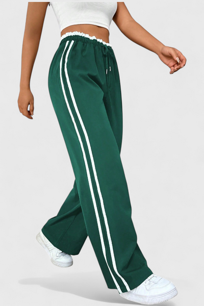 Alanys Pantalones Deportivos de Pierna Ancha con Detalles Laterales