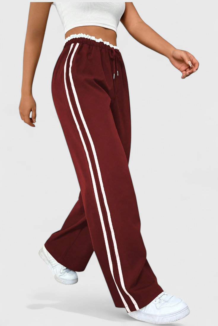 Alanys Pantalones Deportivos de Pierna Ancha con Detalles Laterales