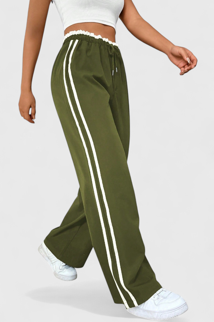 Alanys Pantalones Deportivos de Pierna Ancha con Detalles Laterales