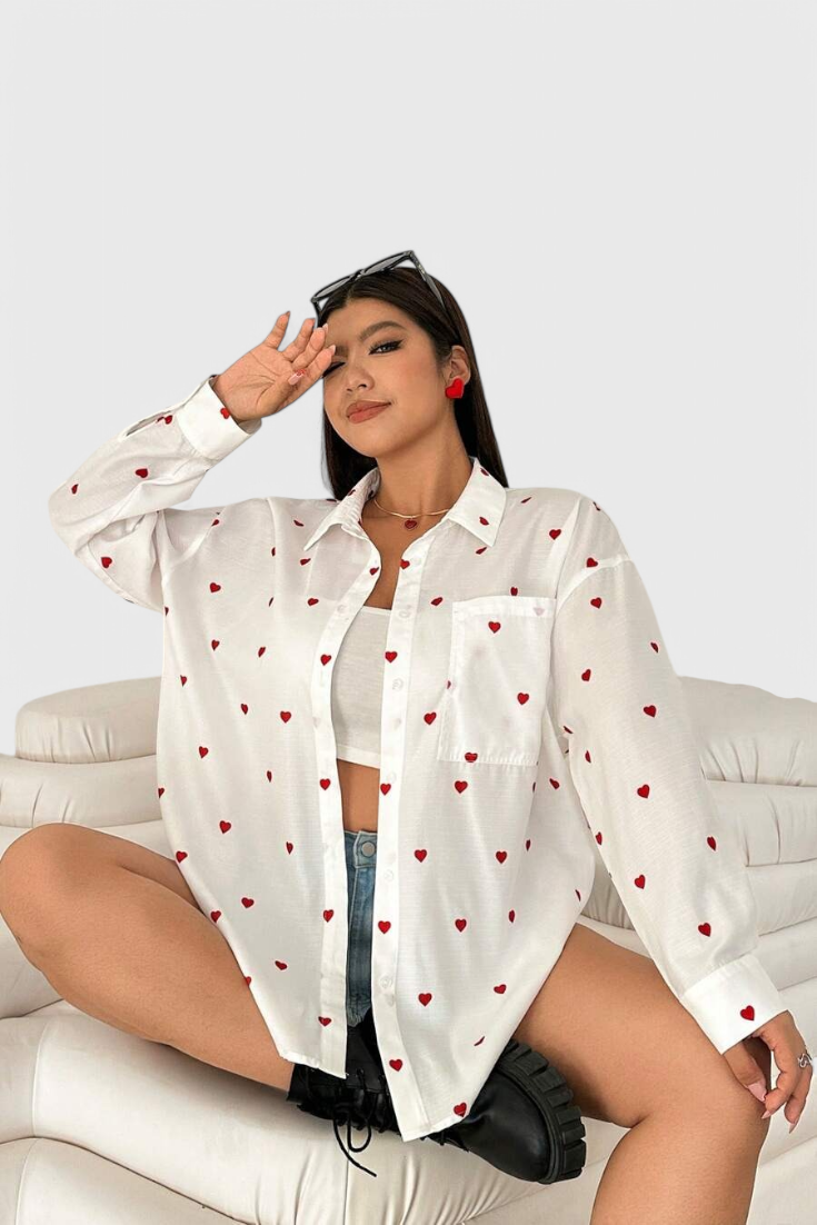 Blusa de Algodón Bordada con Corazones Rhiannon