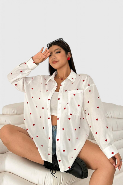 Blusa de Algodón Bordada con Corazones Rhiannon