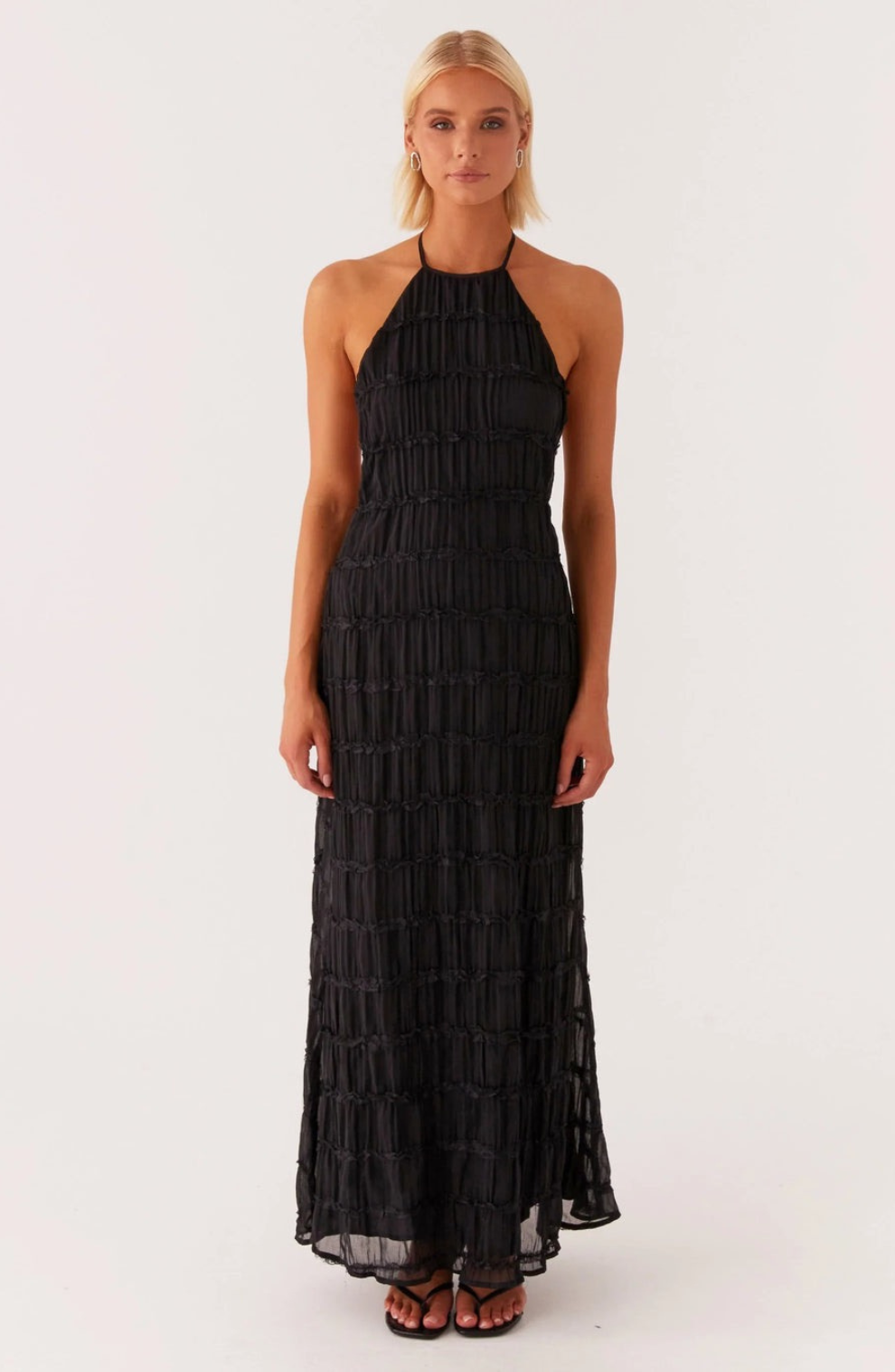 Cariselle™ Vestido Maxi Texturizado con Atado en el Cuello