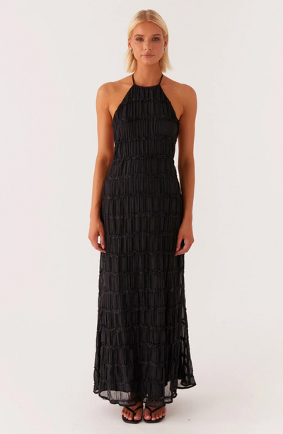 Cariselle™ Vestido Maxi Texturizado con Atado en el Cuello