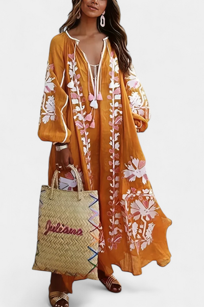 Vestido Bohemio Floral de Manga Larga Alessia