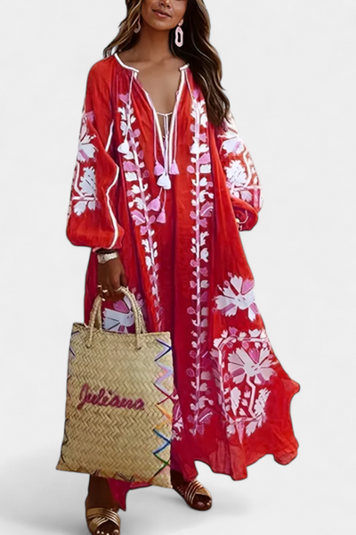 Vestido Bohemio Floral de Manga Larga Alessia