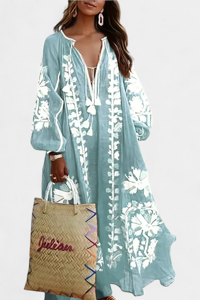 Vestido Bohemio Floral de Manga Larga Alessia