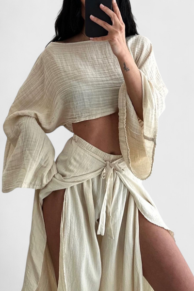 Conjunto Elsie: Kimono y Pantalón Cruzado Fluido