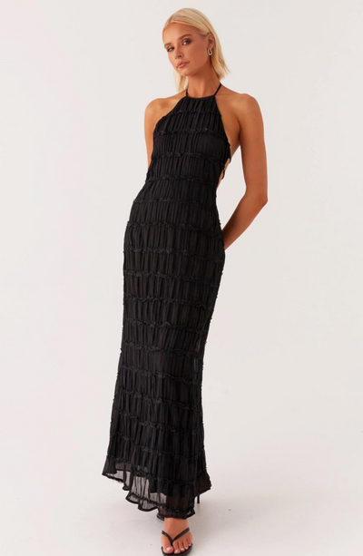 Cariselle™ Vestido Maxi Texturizado con Atado en el Cuello