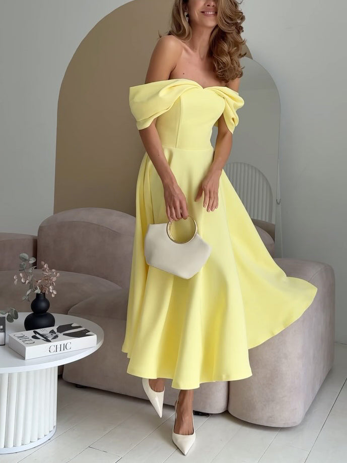 Giulia® | Elegante Vestido Maxi Drapado Off-the-shoulder