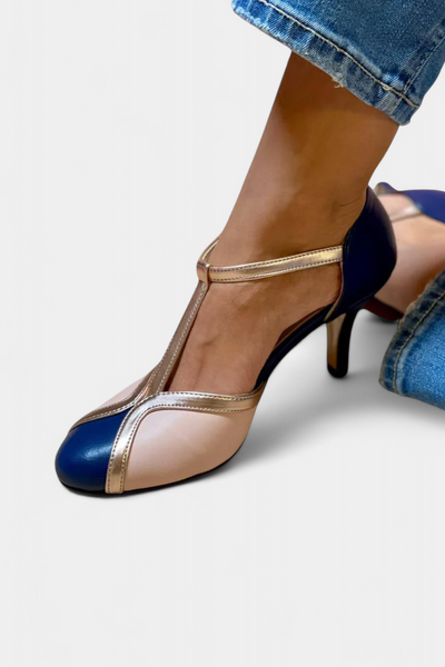 Tacones Bicolor Hailey con un Toque Elegante