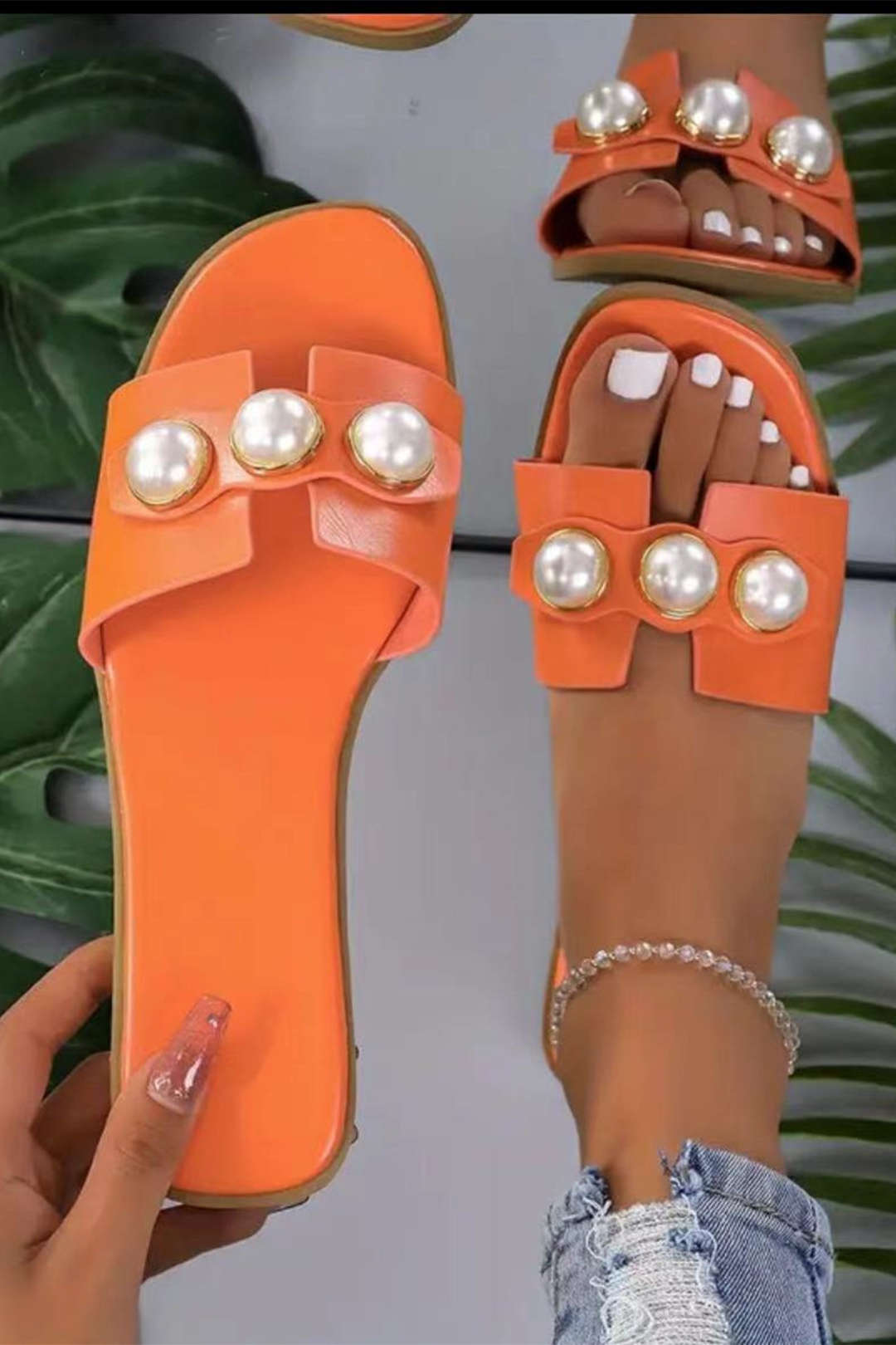 Zapatillas Planas Decoradas con Perlas