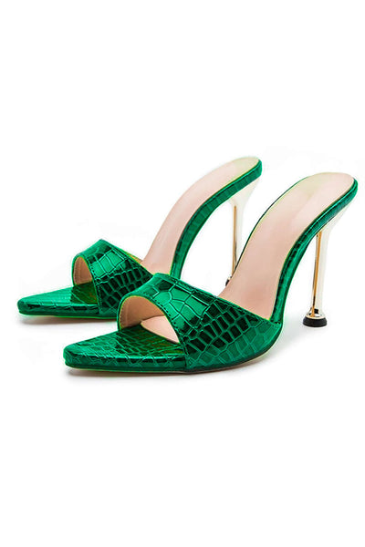 Sandalias de tacón alto con punta abierta y diseño sin correa en el tobillo