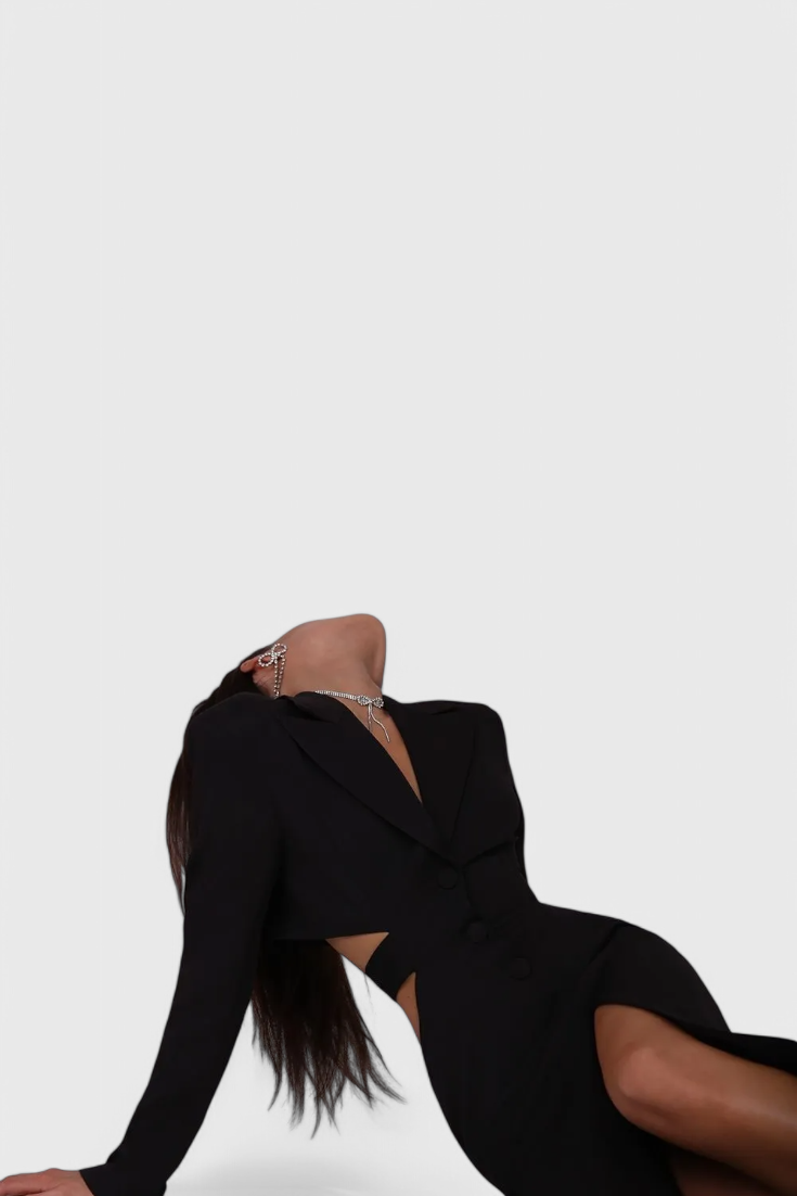 Bernice Midi Blazer Dress with Cut-Out and Open Back