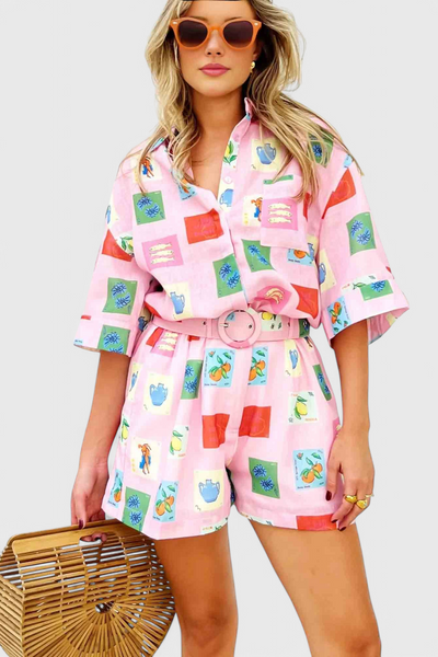 Conjunto Paula con Estampado Rosa