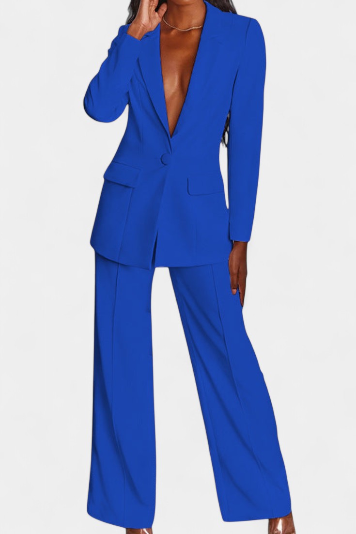 Marnie Conjunto de Blazer Personalizado y Pantalones de Pierna Ancha