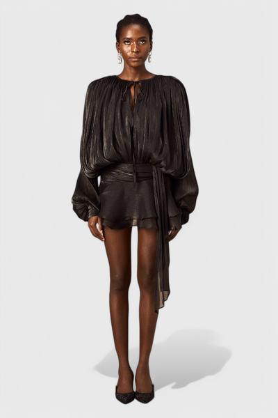 Aurore Mini Dress with Ruffles and Full Pleats