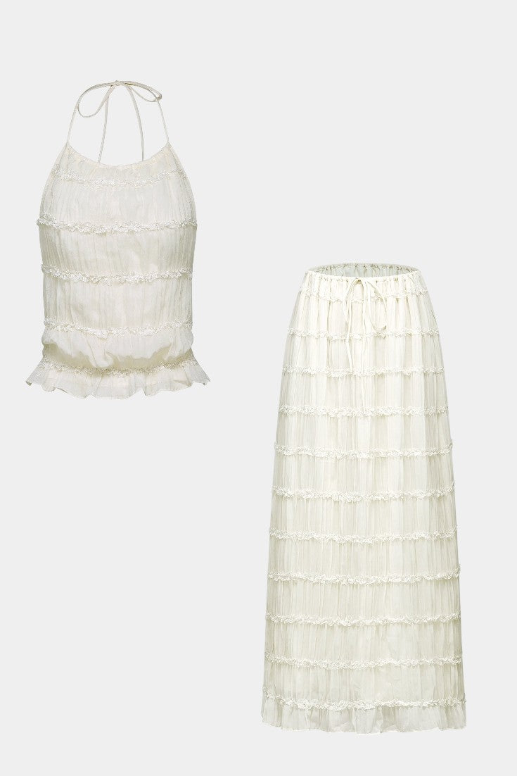 Eugenie Conjunto Coordinado con Top Plisado y Falda