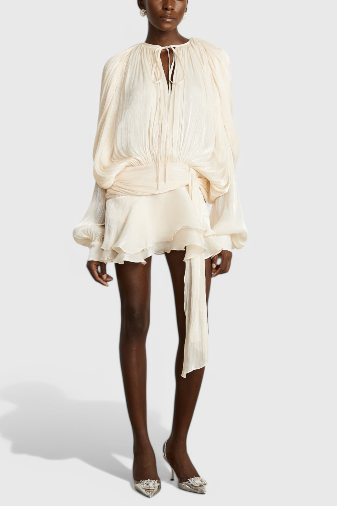 Aurore Mini Dress with Ruffles and Full Pleats