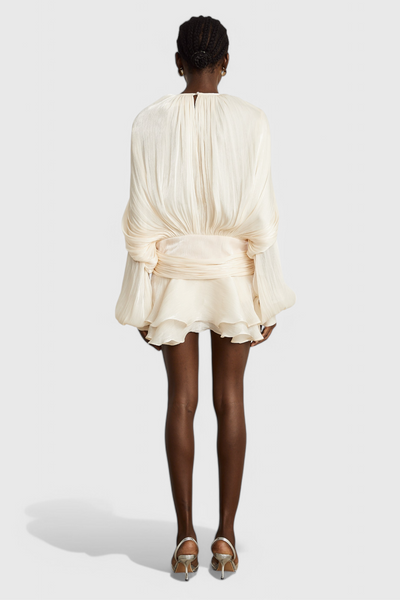 Aurore Mini Dress with Ruffles and Full Pleats