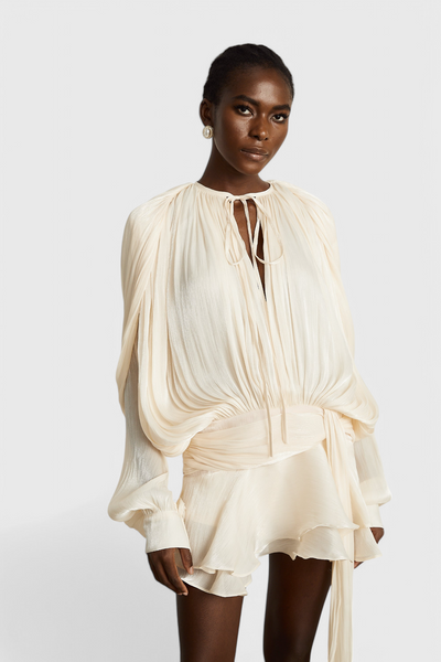 Aurore Mini Dress with Ruffles and Full Pleats