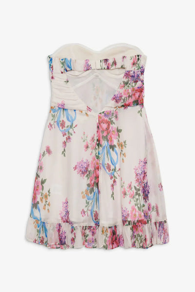Ismena™ – Vestido Corto Sin Tirantes con Estampado Floral