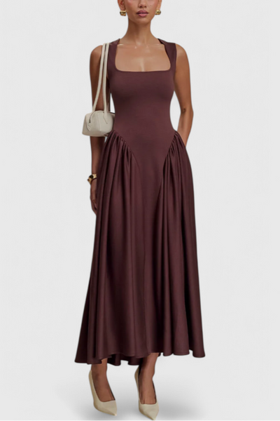 Vestido Midi Verona con Escote Cuadrado
