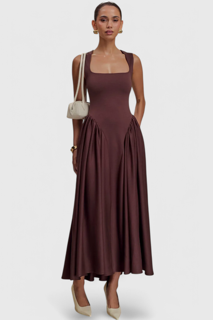 Vestido Midi Verona con Escote Cuadrado