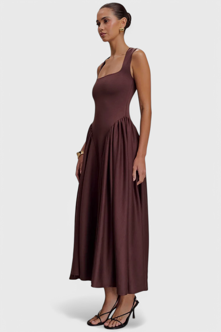 Vestido Midi Verona con Escote Cuadrado