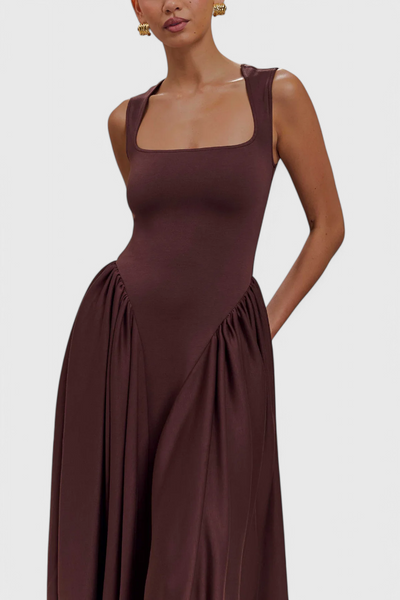 Vestido Midi Verona con Escote Cuadrado