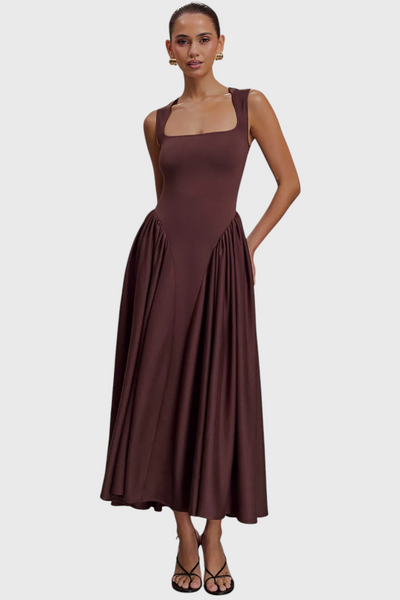 Vestido Midi Verona con Escote Cuadrado