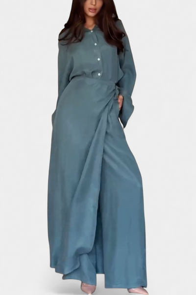 Conjunto Casual Marisol: Camisa Suelta y Falda Pantalón
