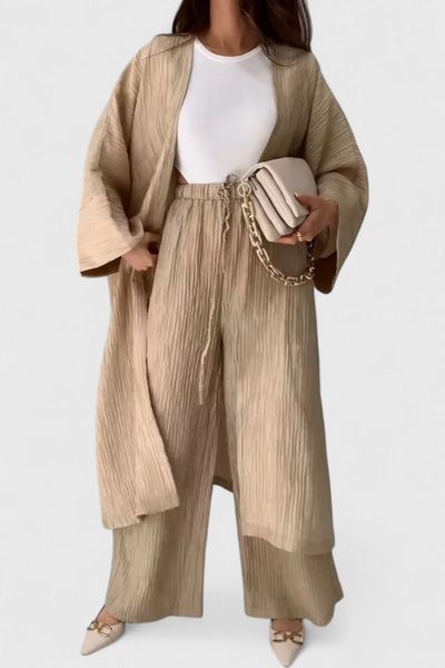 Caspian Conjunto de Dos Piezas con Kimono Largo y Estilo Relajado